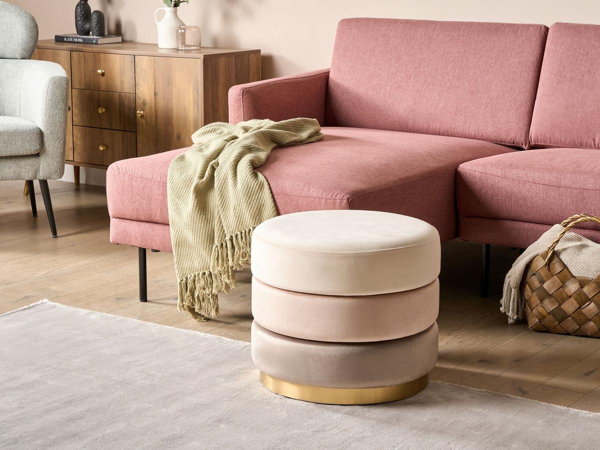 POUF Louin 48/48/41 cm - Beige, Textil (48/41/48cm) - Beliani
