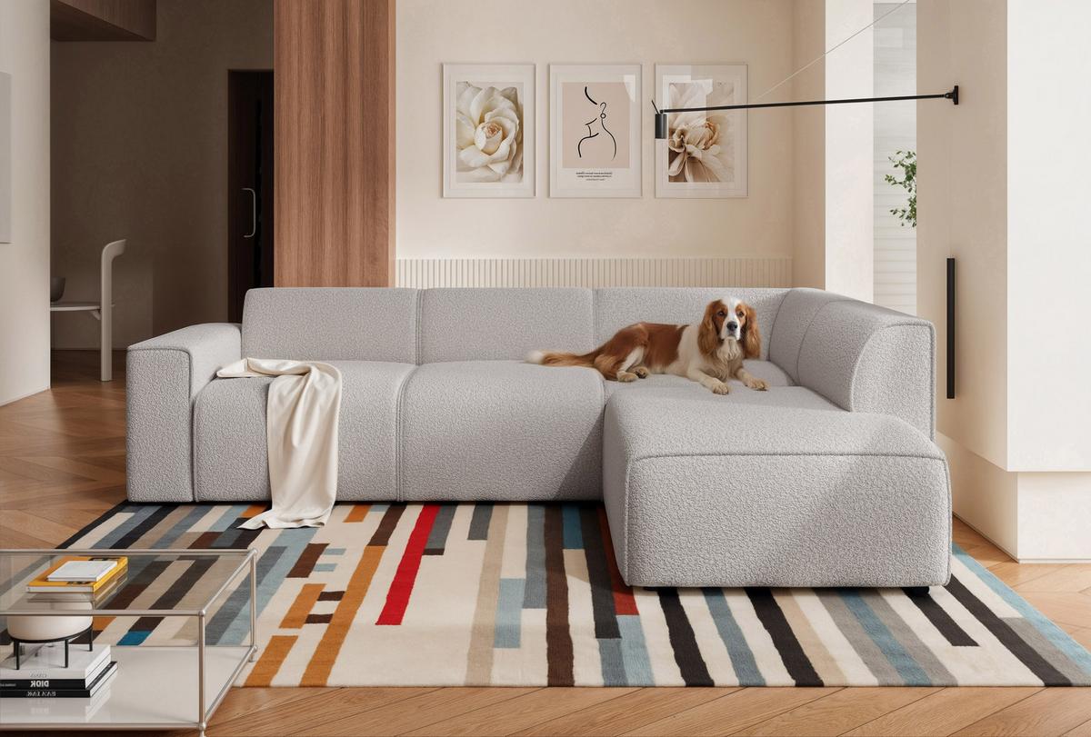 ECKSOFA ZAVO Rechts Feiner Mischstoff in Grau - Grau, Kunststoff/Textil (310/218cm) - Idohome