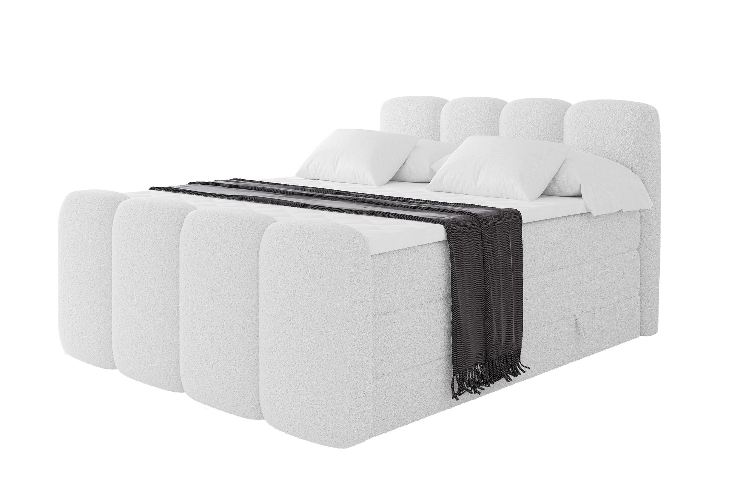 BOXBETT mit Matratze H3|H4 und Lattenrost - NINA-Z KING - 200x200 cm Quelle - Weiß - Weiß, Holzwerkstoff (200/200cm) - ALTDECOR