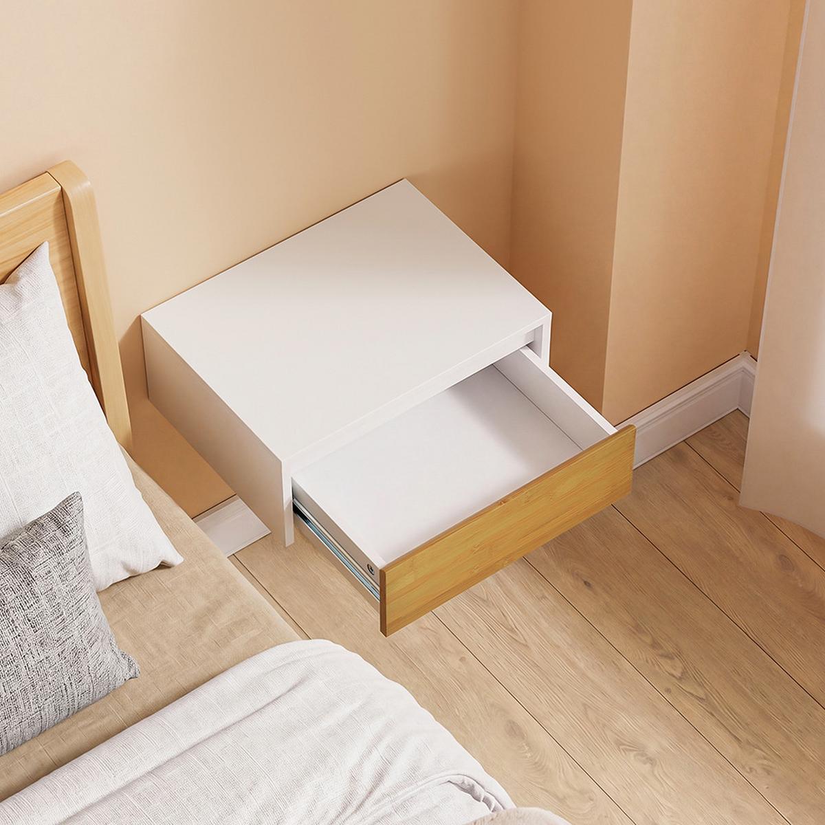 NACHTTISCH mit Schublade und LED-Licht FBT174-E-WN - Ahornfarben, Fell (40/11/30cm) - SoBuy