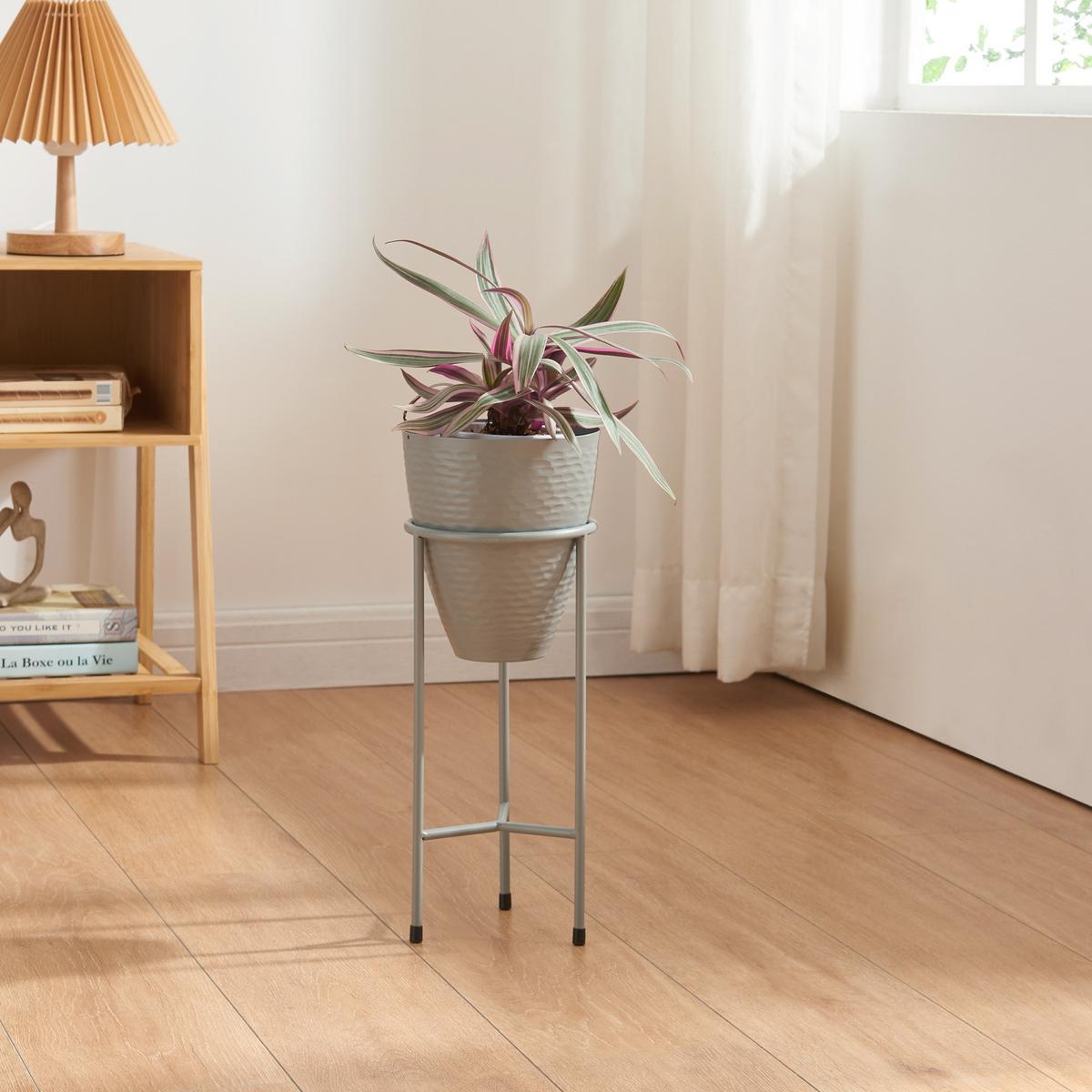 BLUMENSTÄNDER Asten - Grau, Metall (16/16/40.5cm) - [en.casa]