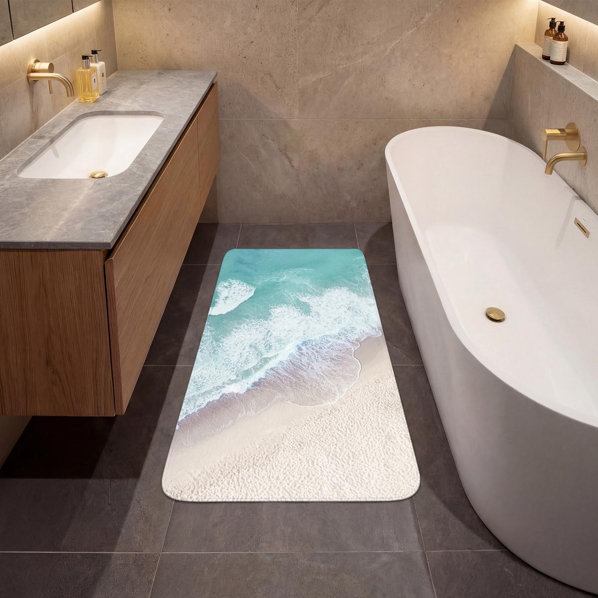 BADEMATTE Strand - Meer - Natur - Sommer 60x120 cm - Türkis, Textil (60/120cm) - OnlyWow
