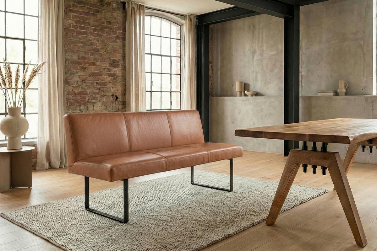 ESSZIMMERBANK ELEEN Braun Leder - Braun, Leder (143/85/69cm) - KAWOLA