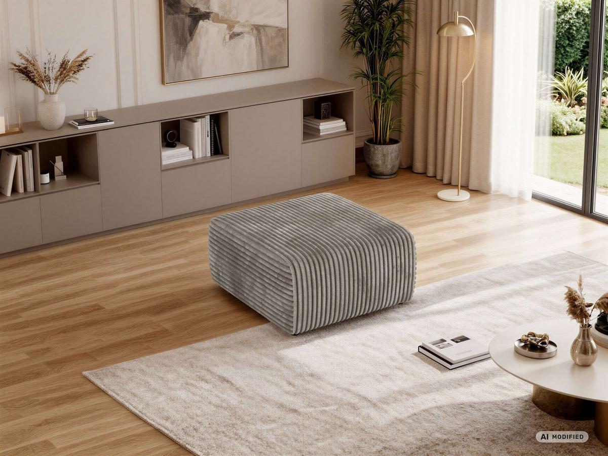 POUF NESSARO - Hellbraun Cord - Hellbraun/Schwarz, Kunststoff/Textil (87/44/96cm) - MKS