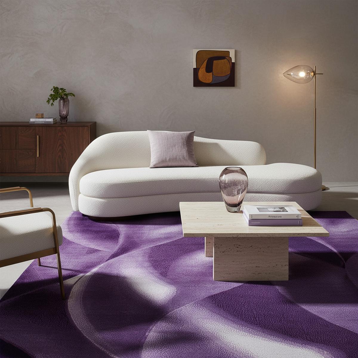 TEPPICH Kurzflor INN in Violett, mit abstraktem Wellenmuster, 240 x 340 cm - Lila, Textil (340/240cm) - KADIMA DESIGN