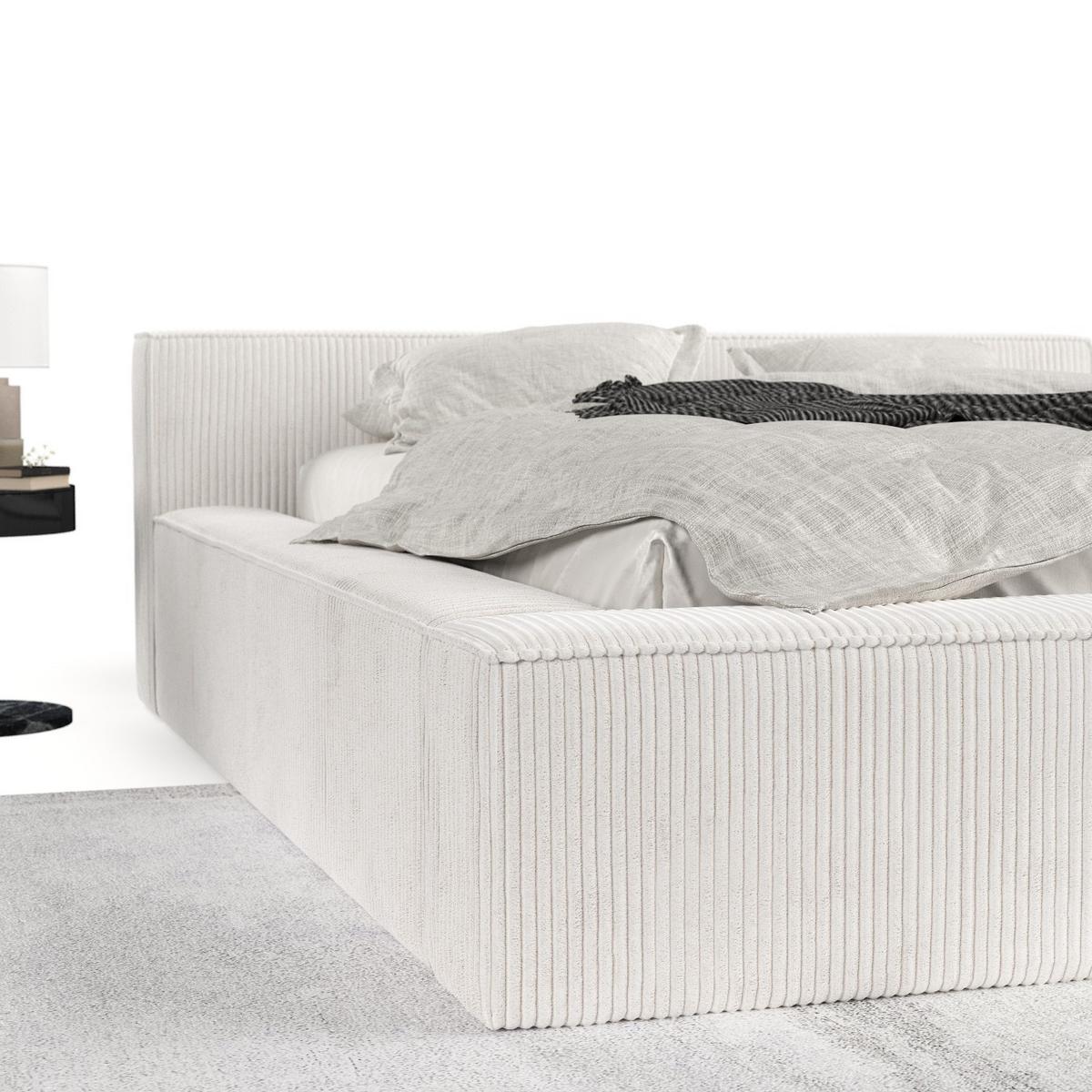 POLSTERBETT Casto mit Stauraum 200/200 cm Creme im Poso Stoff - Creme/Schwarz, Holz/Holzwerkstoff (200/200cm) - AltaBeds