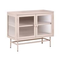 SIDEBOARD mit Glastüren Metall 77 cm Beige Devon - Beige, Metall (77/64/35cm) - Beliani