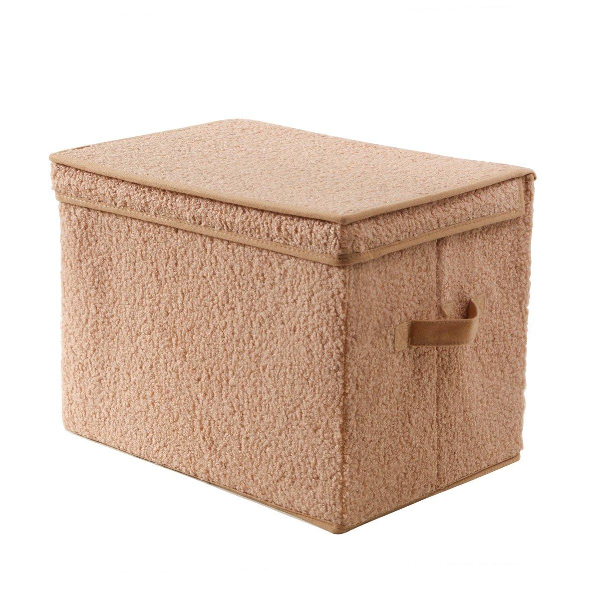 Calicosy AUFBEWAHRUNGSBOX mit deckel aus bouclé-stoff in beige