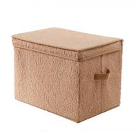 AUFBEWAHRUNGSBOX mit deckel aus bouclé-stoff in beige - 40/28/30 cm - Beige, Textil (40/28/30cm) - Calicosy