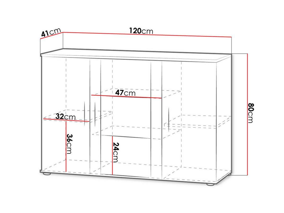 KOMMODE Soho S07 mit weißer LED Beleuchtung - Silberfarben/Schwarz, Holzwerkstoff/Kunststoff (120/80/41cm) - MIRJAN24