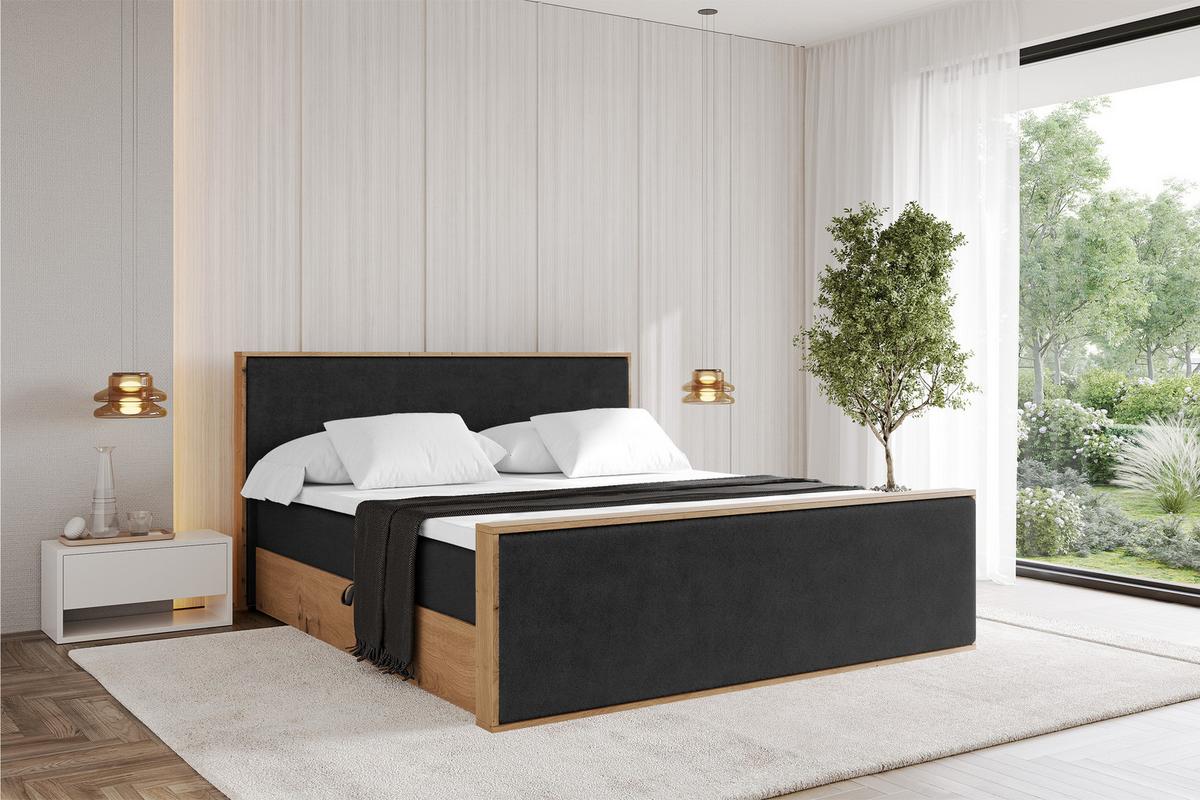 BOXBETT LOLLI9 -Z 120x200 - H3 Schwarz - Schwarz Hochglanz, Holzwerkstoff (120/200cm) - ALTDECOR