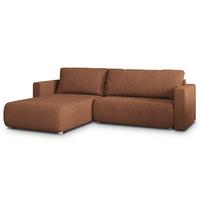 ECKSOFA TURIN N Orange Bucle-Stoff mit Schlaffunktion - Orange/Grau, Holz/Kunststoff (265/183cm) - MASSENO