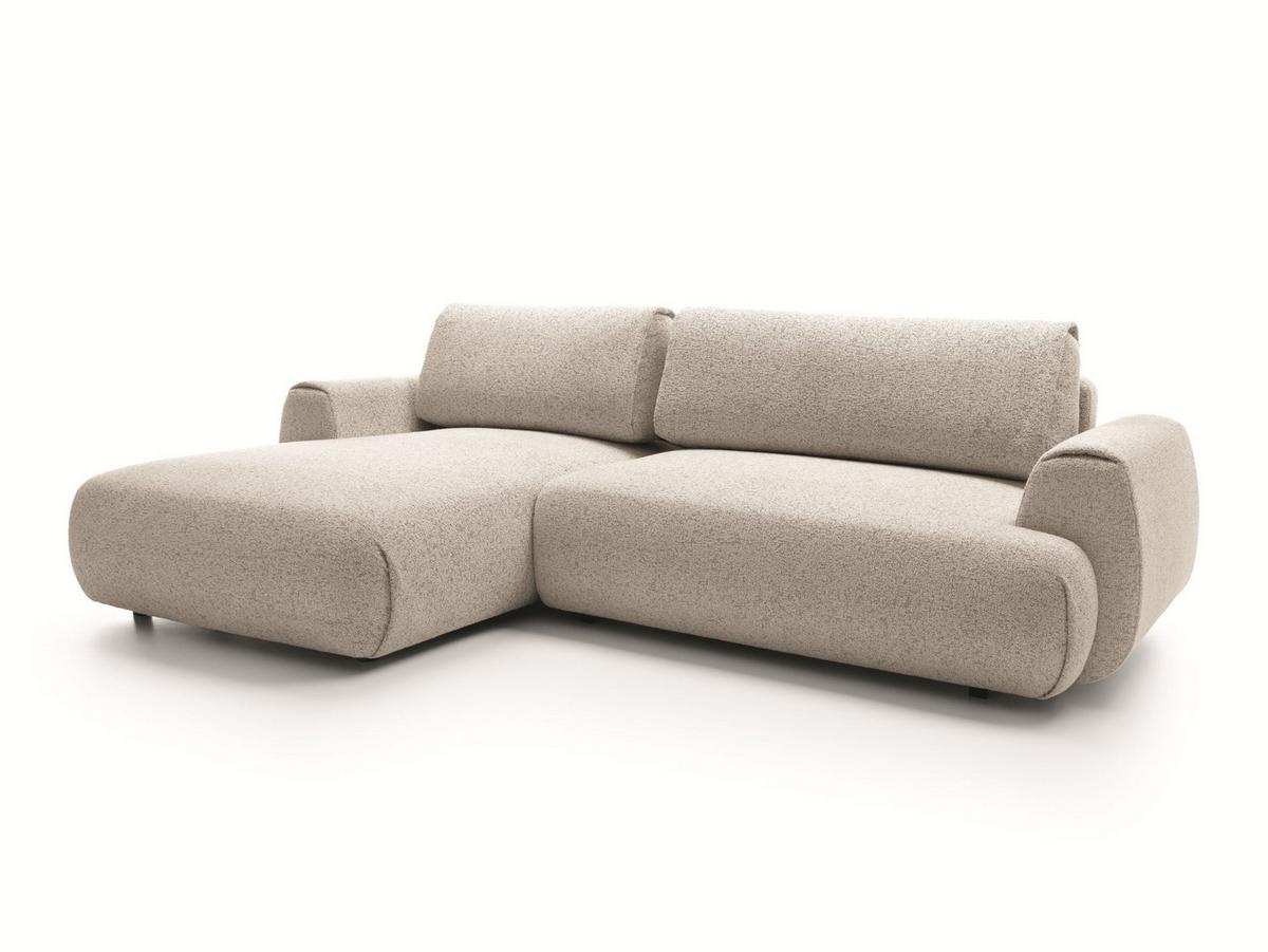 ECKSOFA ZEST Grau Geflochtener Stoff mit Schlaffunktion - Grau, Holz (270/167cm) - MASSENO