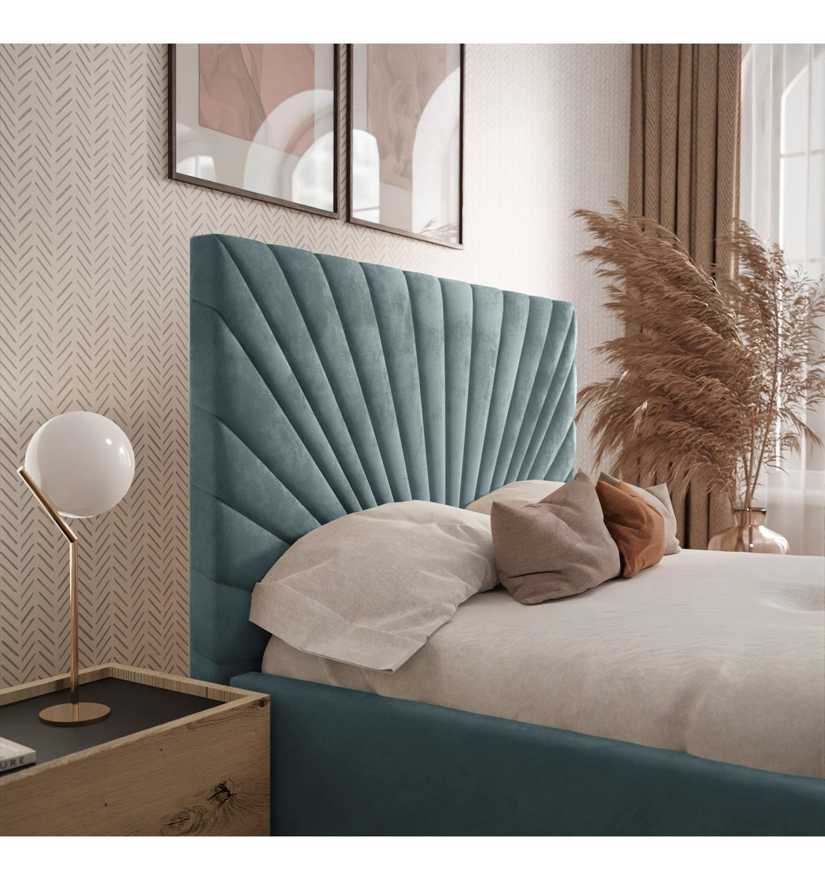 POLSTERBETT SUNNY 180x200 cm Magic Velvet 2223, 34 Holzlatten, Kopfteil 131 cm - Türkis, Textil (180/200cm) - Lookway