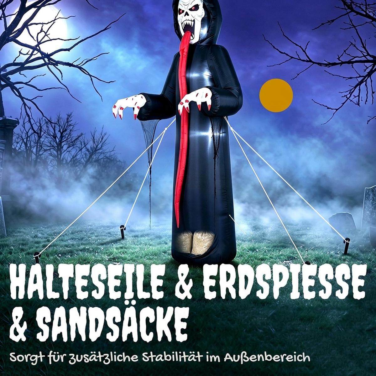 AUFBLASBARES-HALLOWEEN-SKELETT Polyestergewebe Schwarz - Schwarz, Textil (95/310/130cm) - Outsunny