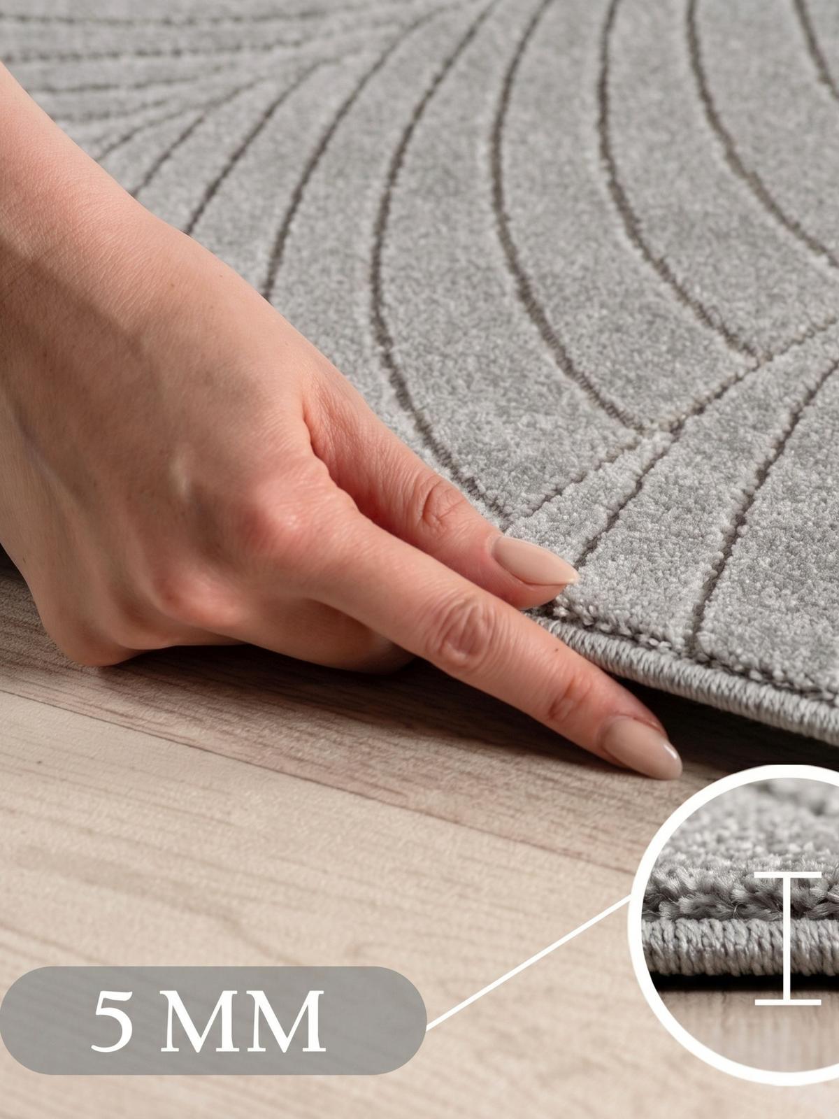 TEPPICH Outdoor, Fußbodenheizung-geeignet, mit Blattmotiv, ENGADIN in Silbergrau, 120 x 170 cm - Grau, Textil (120/170cm) - KADIMA DESIGN
