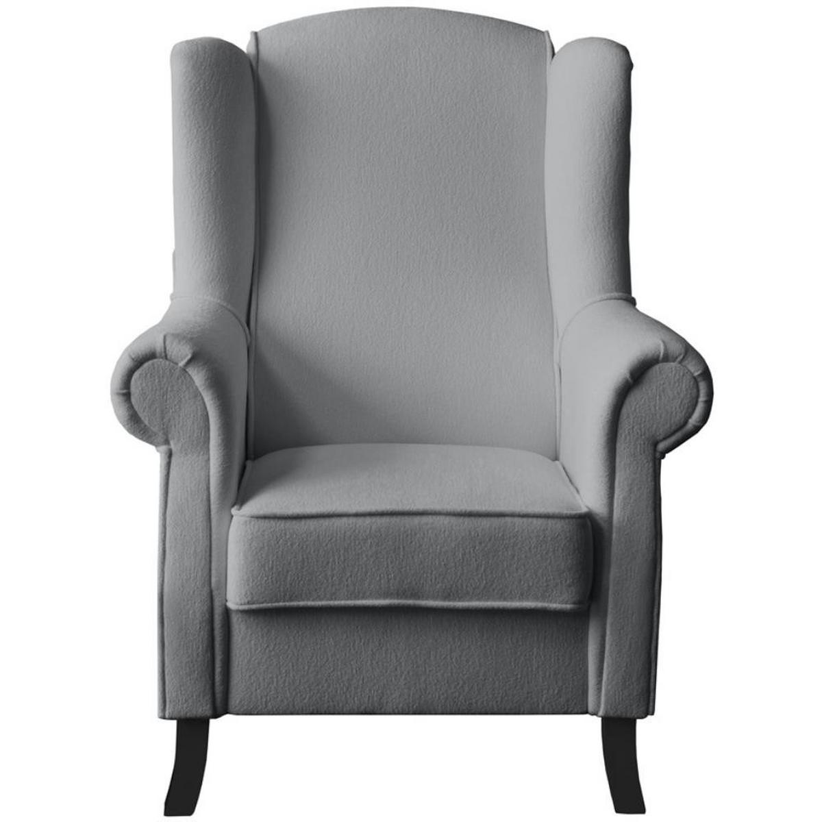 OHRENSESSEL Leonardo grau boucle-stoff - Grau, Holz/Textil (88/118/86cm) - Beautysofa