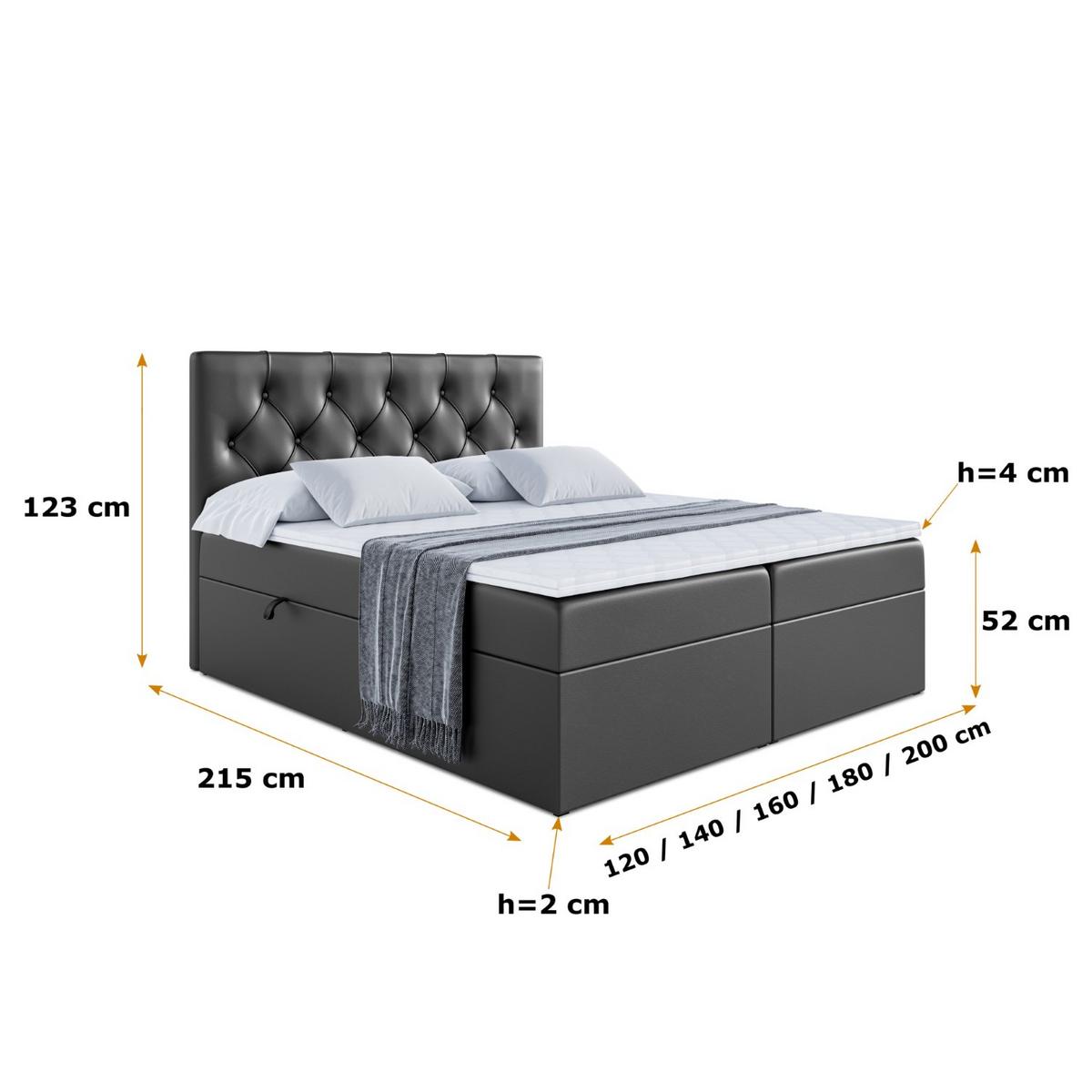BOXBETT mit Matratze H3 und Lattenrost - MIRAGE - 140x200 Schwarz Hochglanz - Schwarz Hochglanz, Holzwerkstoff (140/200cm) - ALTDECOR