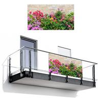 BALKON-SICHTSCHUTZ Blumen - Pflanzen - Blätter - Steine Witterungsbeständig 200x110 cm - Pink, Kunststoff (200/110cm) - MuchoWow
