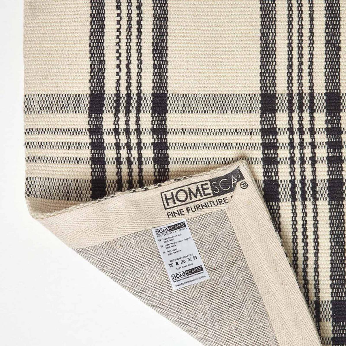 HANDWEBTEPPICH-LÄUFER Logan kariert 66/200 cm - Schwarz, Textil (66/200cm) - Homescapes