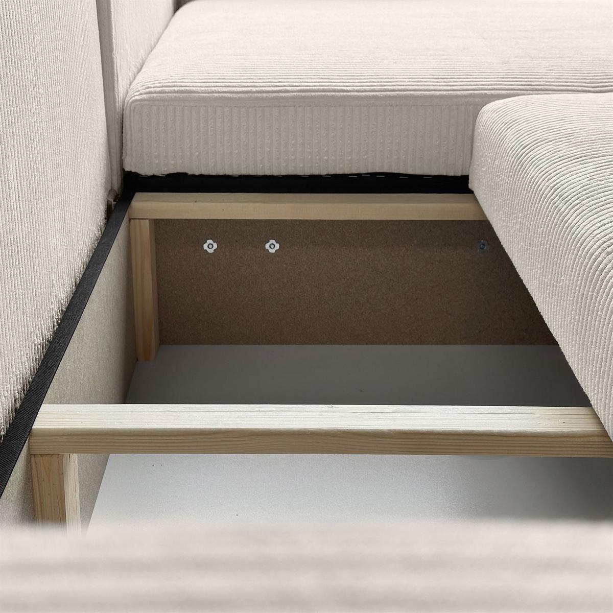 ECKSOFA Gepolstertes PRESTIGE XL mit Schlaffunktion und Bettkasten, Poso 100 - Ecru, Textil (277/143cm) - Lookway