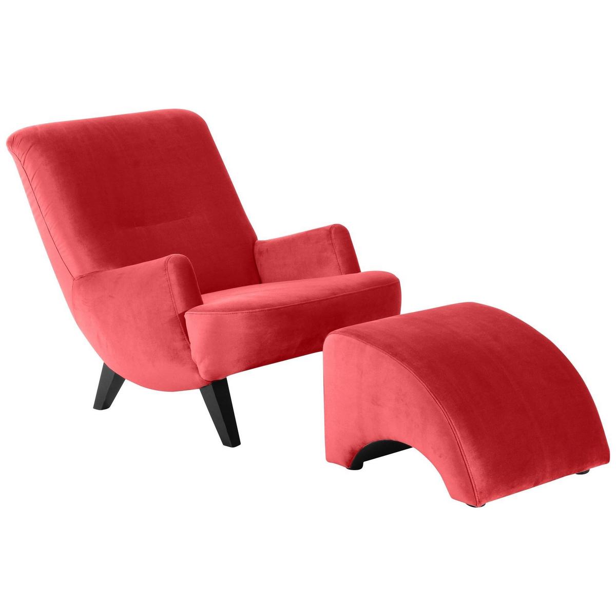 SESSEL Kajsa 71x80x101 Bezug Samtvelours Buche schwarz/rot - Rot/Schwarz, Kunststoff (101/80/71cm) - 58aufmkessel