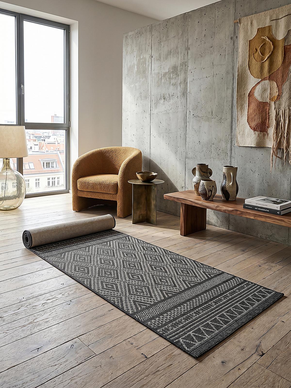 TEPPICHLÄUFER Berber ESERA Polypropylen Anthrazit 80 x 150 cm - Anthrazit, Textil (80/150cm) - KADIMA DESIGN