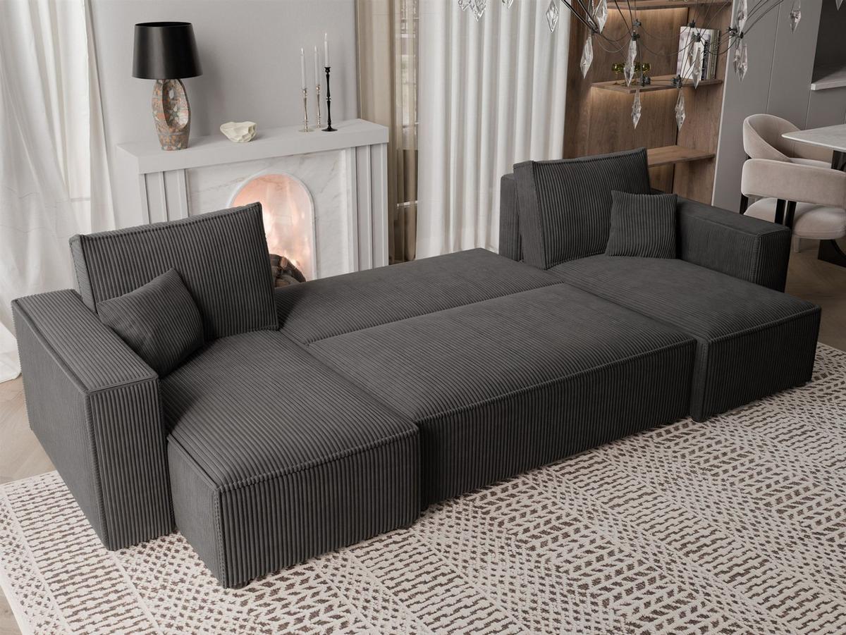 WOHNLANDSCHAFT Adara Schlaffunktion - Schwarz, Holzwerkstoff/Textil (312/83/145cm) - Fun Möbel