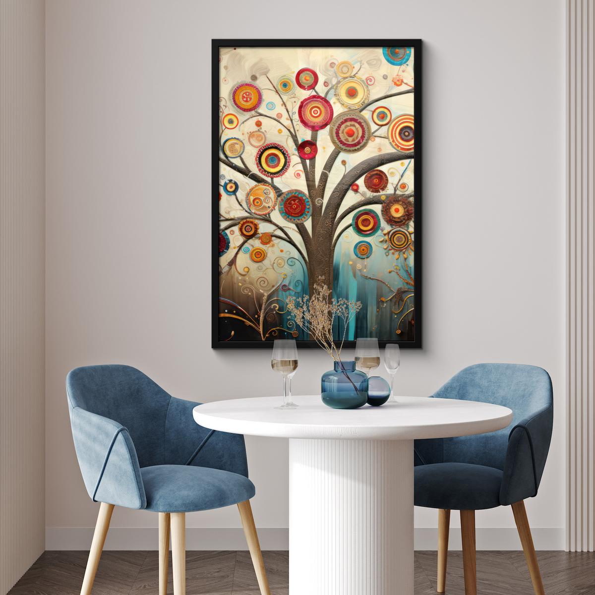 POSTER MIT RAHMENGERAHMTES BILD Baum - Baum des Lebens - Farbe 60x90 cm - Braun, Papier (60/90cm) - MuchoWow