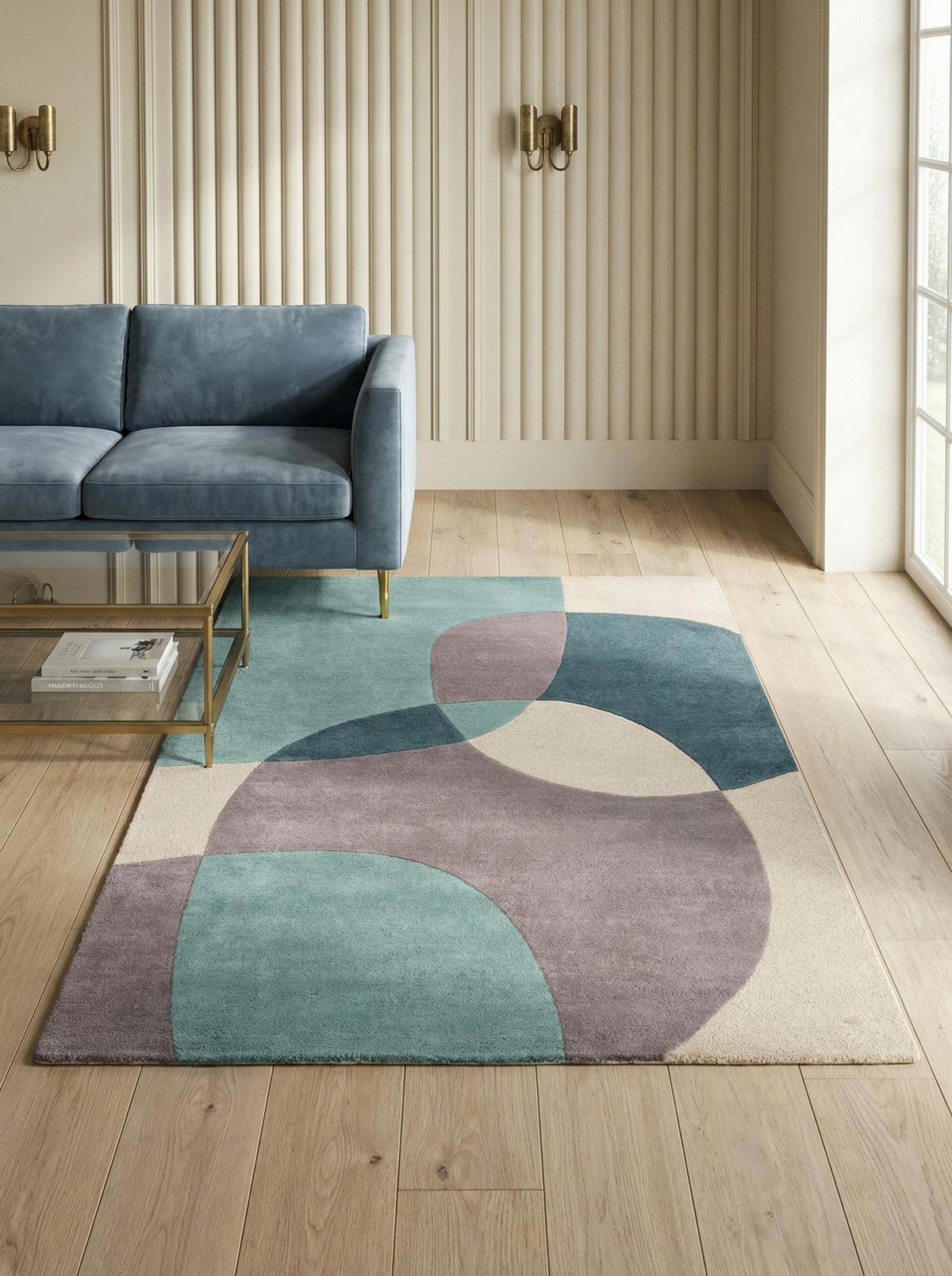 WOLLTEPPICH AIRE, abstrakt, aus Wolle, Blau, 120 x 170 cm - Blau, Textil (170/120cm) - KADIMA DESIGN