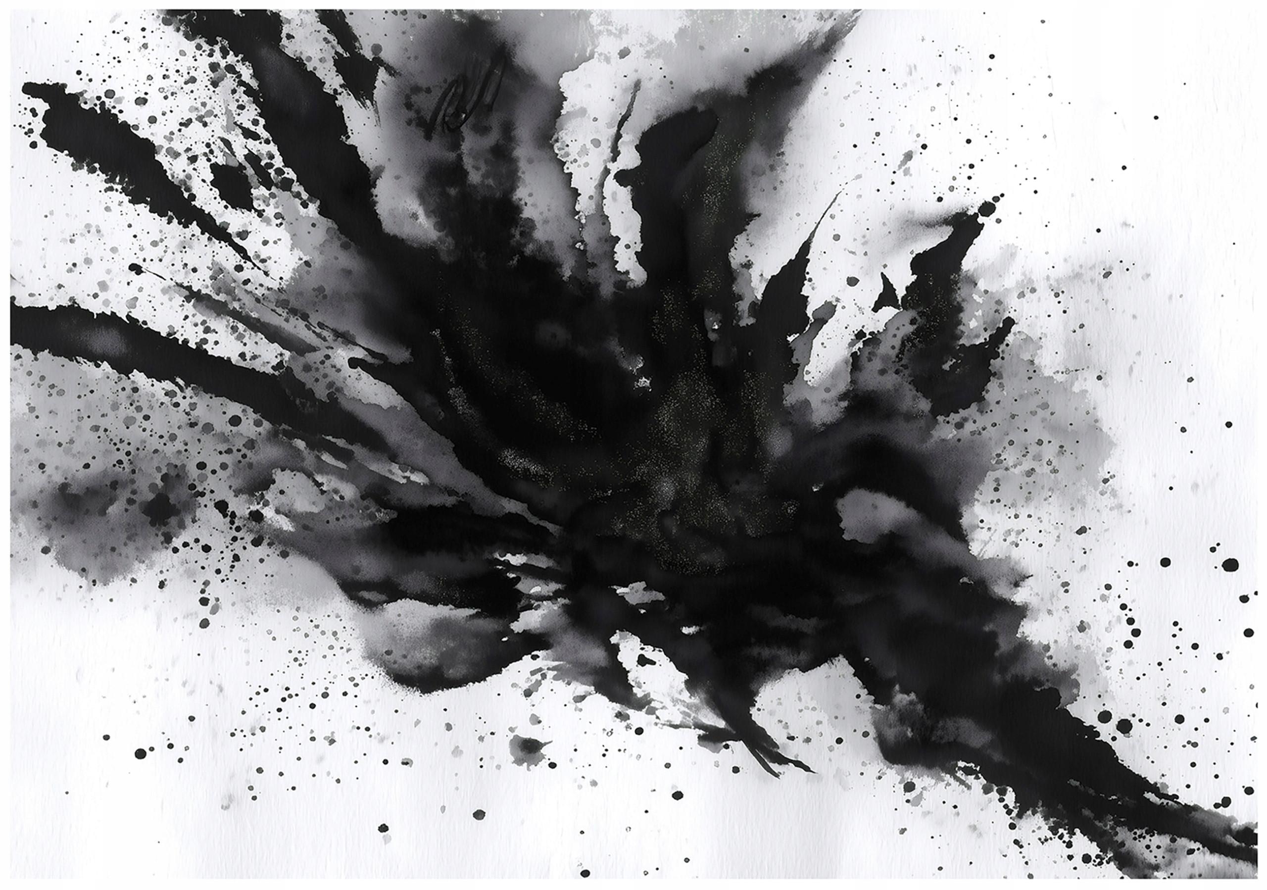 FOTOTAPETE Abstrakt Malen Schwarz und Weiß 300x210 cm - Multicolor, Papier (300/210cm) - Wallarena
