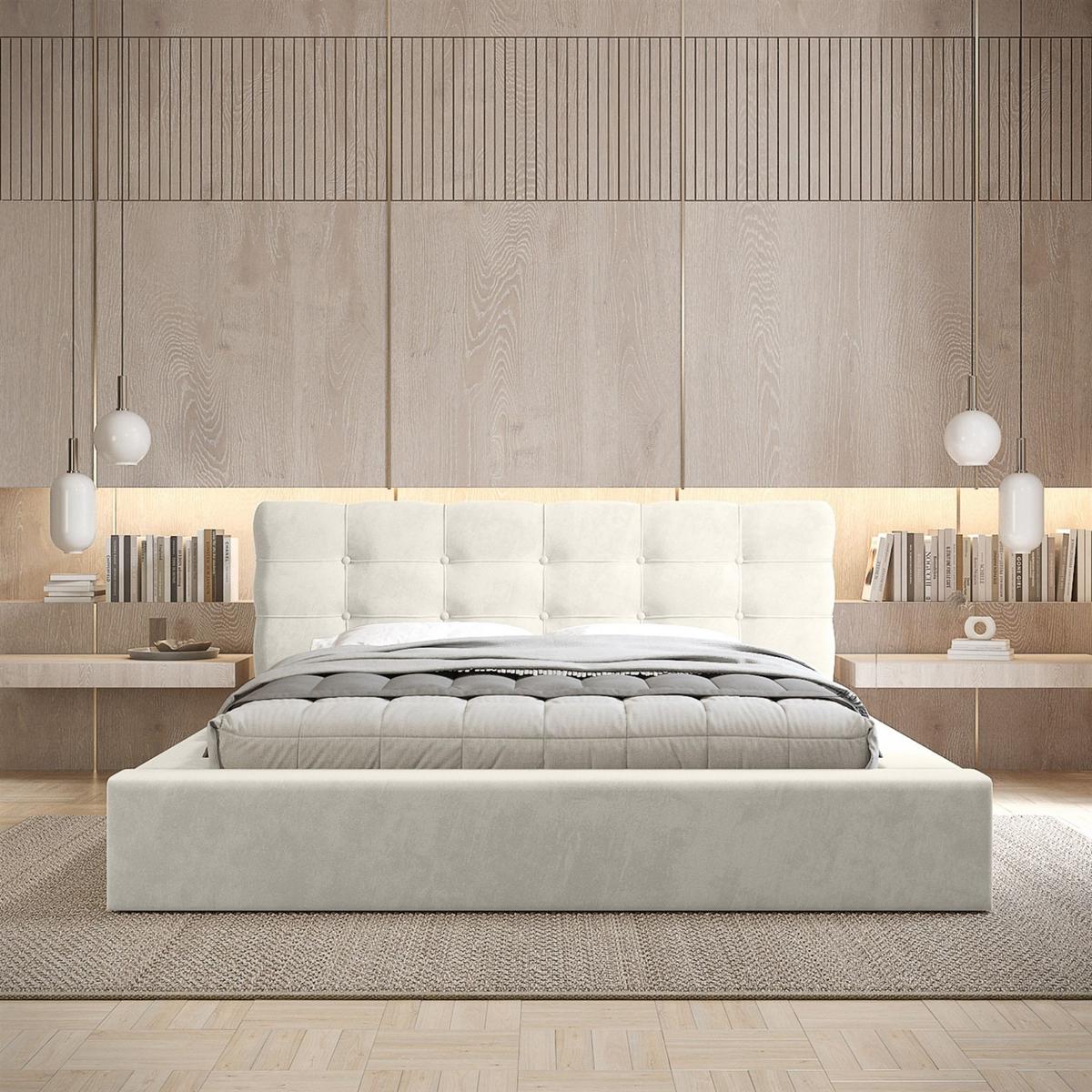 POLSTERBETT Antonio Stoff Ditra - Creme, Holzwerkstoff/Textil (140/200cm) - Fun Möbel