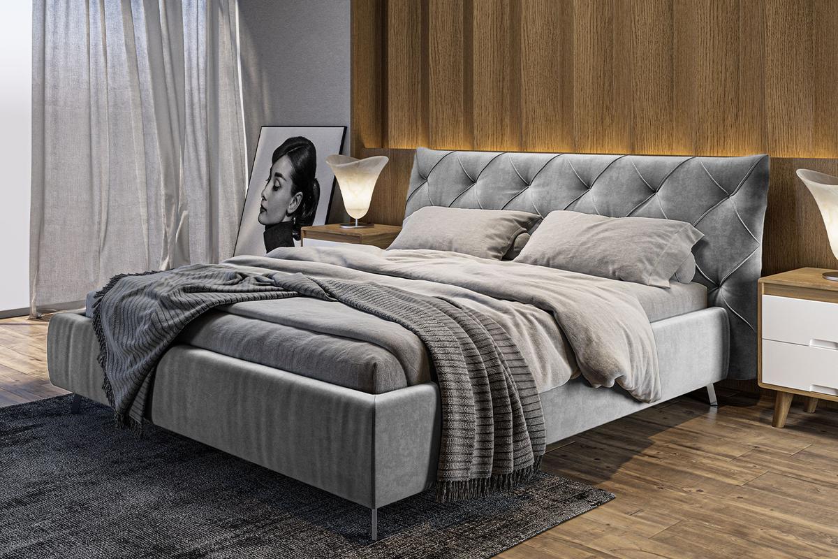 POLSTERBETT ANNY Silber Velvet - Silberfarben, Textil (200/200cm) - KAWOLA