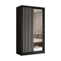 SCHWEBETÜRENSCHRANK LAMELLO 120/216/61 cm 2-türig mit Spiegel Schwarz - Schwarz, Holzwerkstoff (120/216/61cm) - MASSENO