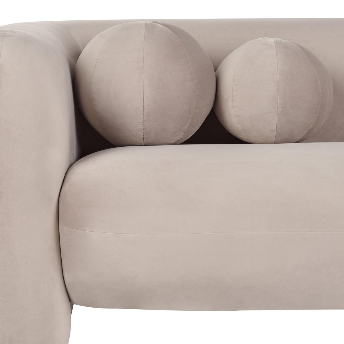 3-SITZER-SOFA Samtstoff taupe Leiren - Taupe, Textil (224/73/83cm) - Beliani