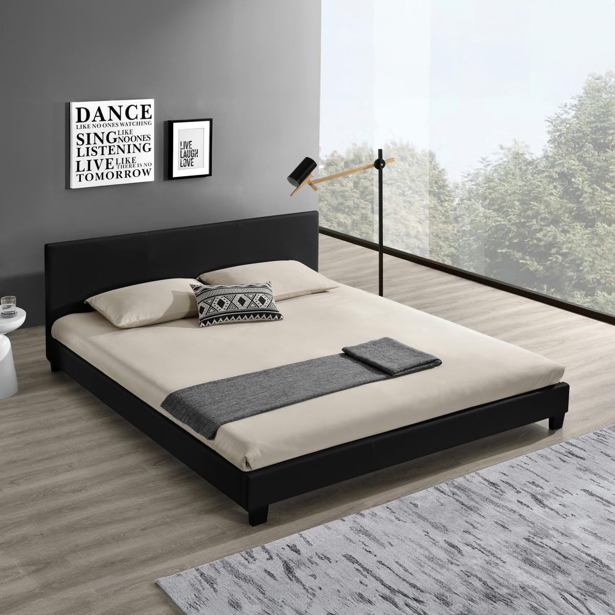POLSTERBETT Albacete - Schwarz, Textil (180/200cm) - Corium