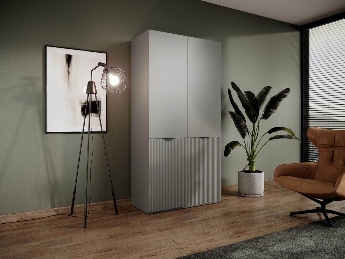 DREHTÜRENSCHRANK ATELIO 101/200/51 cm Modern Kleiderschrank 2-türig Grau - Grau, Holzwerkstoff (101/200/51cm) - MASSENO