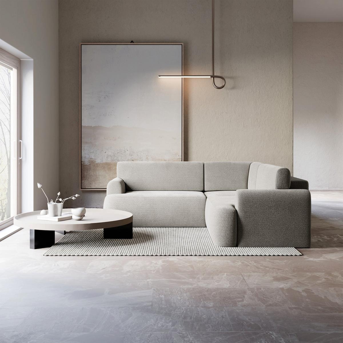 ECKSOFA Kaveo 245 cm universell mit Eckelement - Hellgrau/Schwarz, Kunststoff/Textil (245/245cm) - Selsey