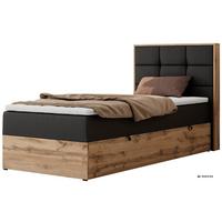 BOXBETT ALBERO 1 90/200 - Schwarz Kunstleder - Topper T25 - H3 - Rechts - Schwarz, Kunststoff/Textil (90/200cm) - MKS