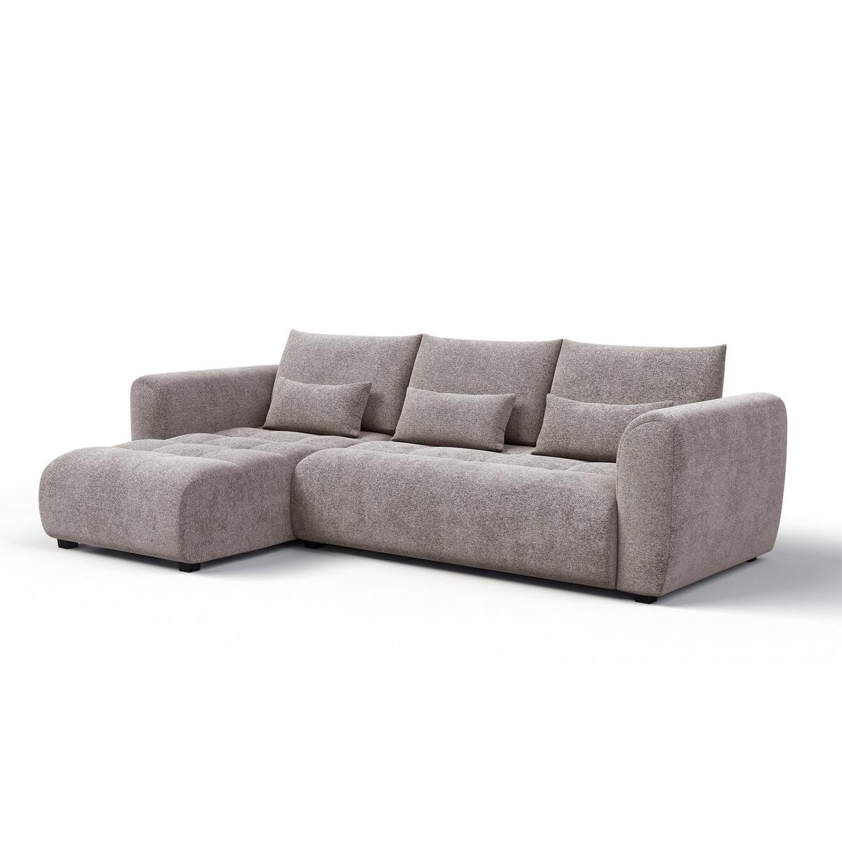 ECKSOFA SORENO 4-Sitzer, dunkelbeige - Beige/Schwarz, Holz/Textil (293/171cm) - Wozimo