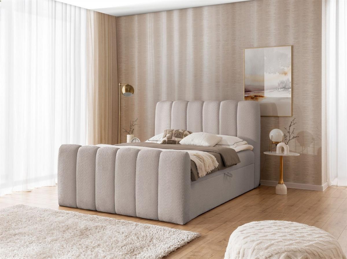 BOXBETT Denis - Hellgrau, Holzwerkstoff/Textil (160/200cm) - Fun Möbel