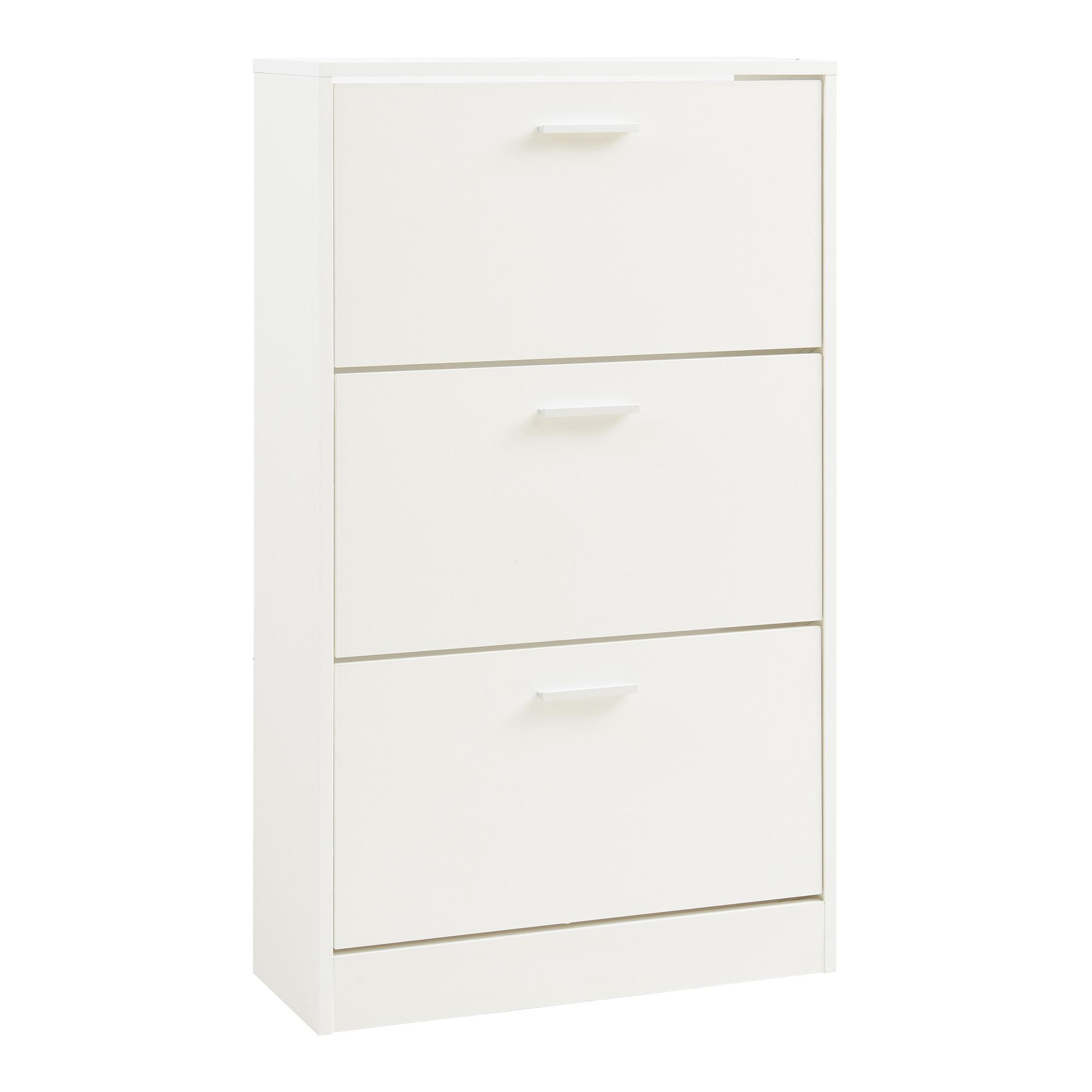 SCHUHSCHRANK Sykkylven - Weiß, Holzwerkstoff (60/103/24cm) - [en.casa]