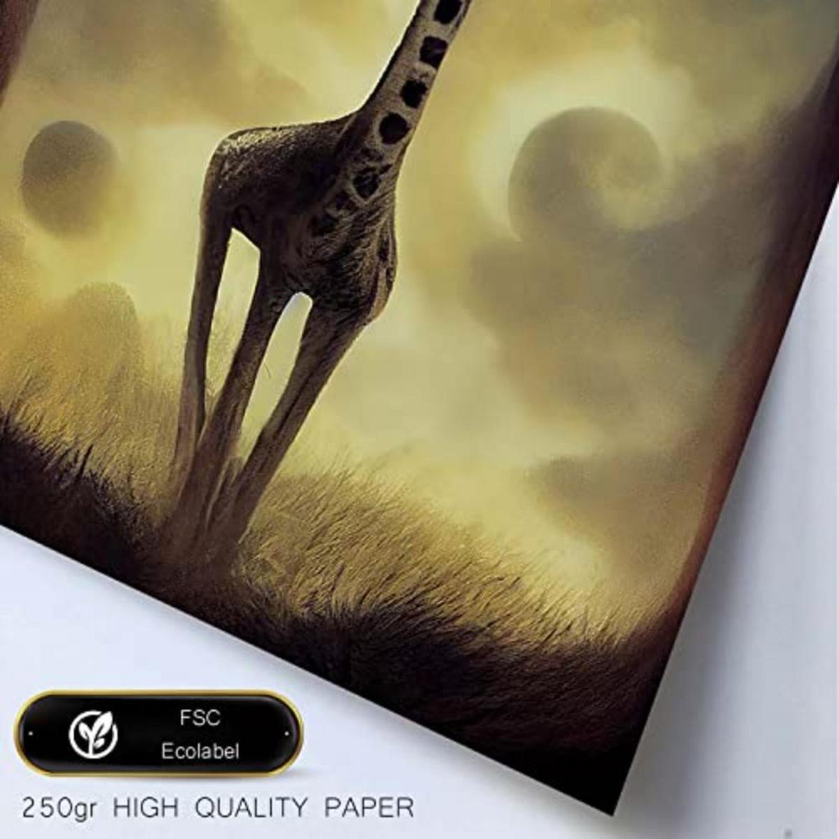 POSTER Set mit 4 Vierbeiner Tier im T Burton Goth Stil A4 Weißer Rahmen - Weiß, Papier (29.7/3cm) - Nacnic