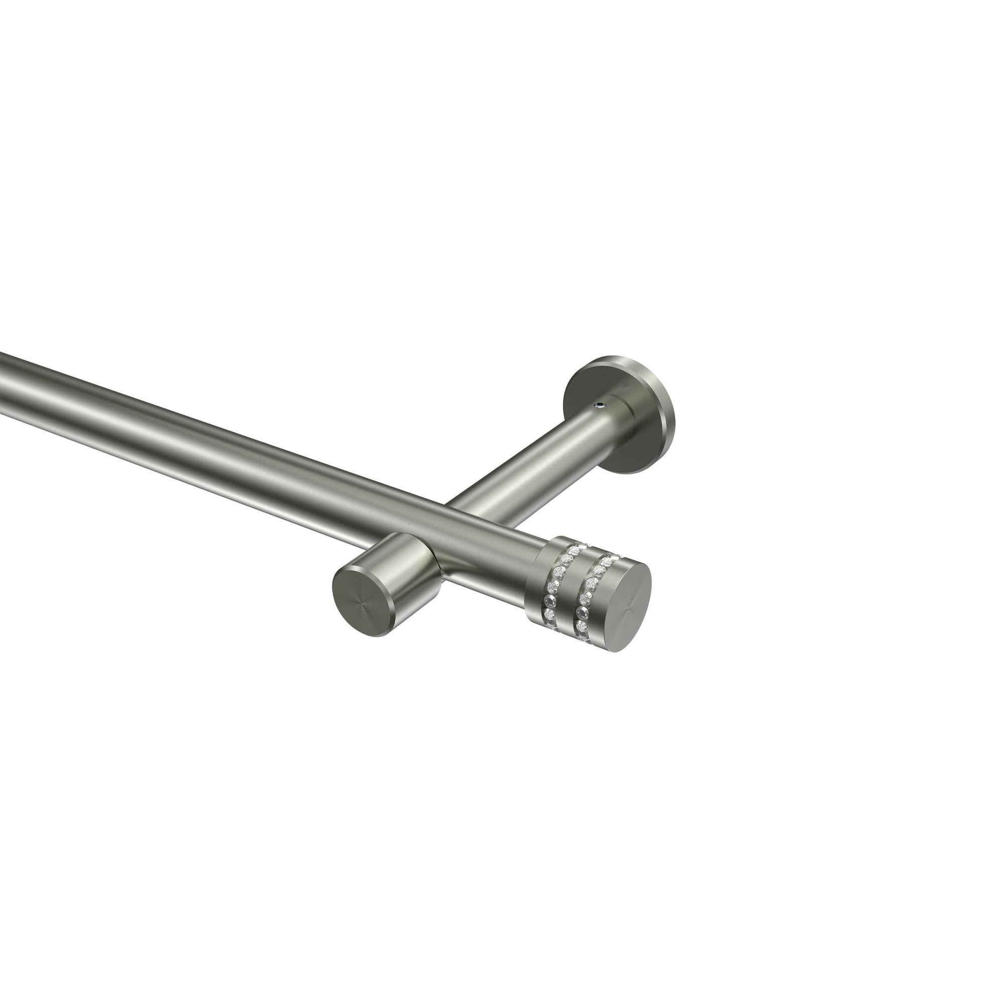 GARDINENSTANGE Prestige Estana 420 cm (geteilt in 3 x 140 cm), 1-läufig (ohne Ringe), 20 mm Ø Edelstahl-Optik - Edelstahlfarben, Metall (420cm) - INTERDECO