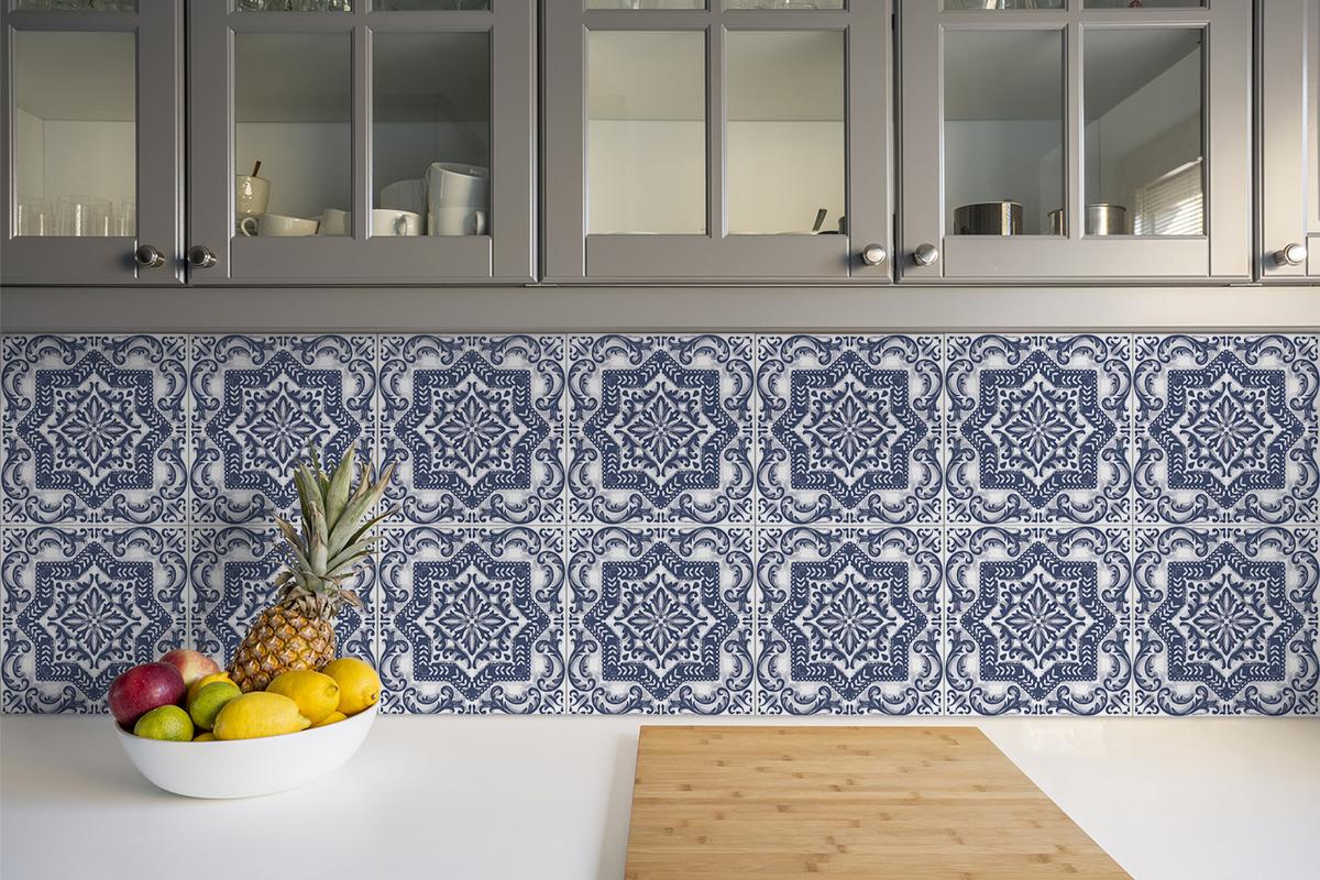 SELBSTKLEBENDE Wandfliesen 9 Stück 30x30 cm - Orientalische Klimazonen - Blau, Textil (30/1.6/30cm) - TULUP