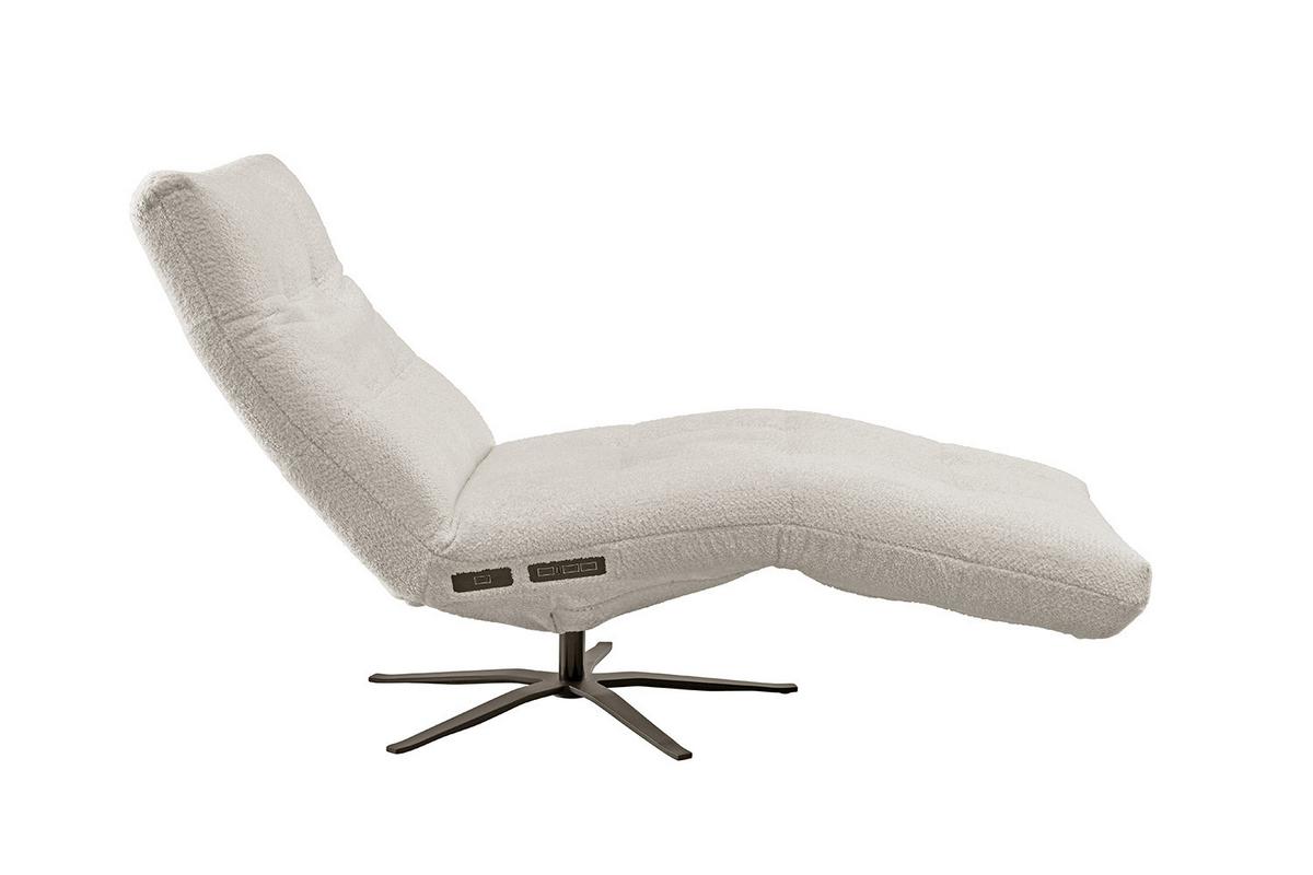 RELAXLIEGE LETICIA Weiß Flachgewebe Relaxfunktion, Drehbar (360°) - Schwarz/Weiß, Textil/Metall (82/115/156cm) - KAWOLA