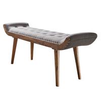 SITZBANK – Stoff/Massivholz, 125x51x38 cm, Grau, Chesterfield-Design - Braun/Grau, Holz/Textil (125/51/38cm) - KADIMA DESIGN
