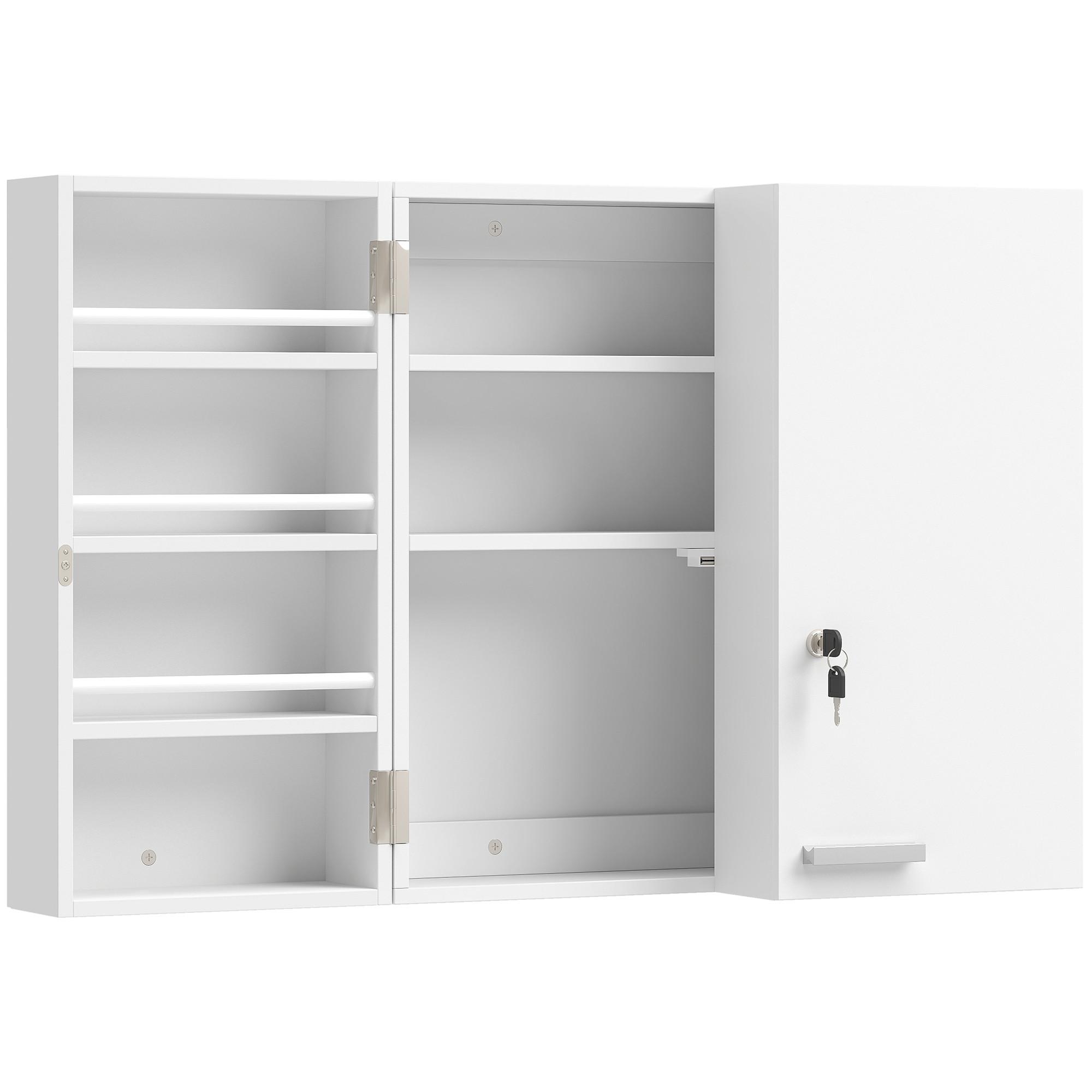 MEDIZINSCHRANK MDF Metall Weiß - Silberfarben/Weiß, Holzwerkstoff/Metall (20/53/53cm) - HOMCOM