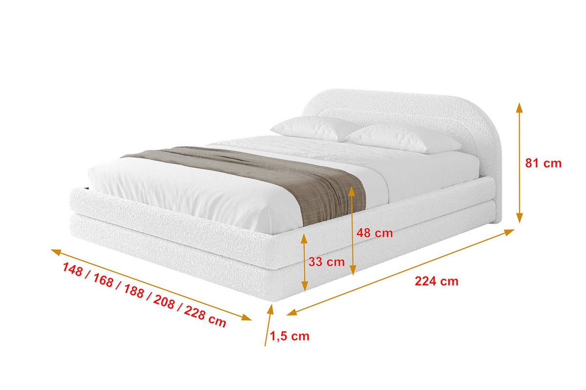 POLSTERBETT mit Bettkasten und Lattenrost, Bett mit Matratze H3/H4 - LERIS-v1 180x200 Weiß - Weiß, Holzwerkstoff/Textil (180/200cm) - ALTDECOR