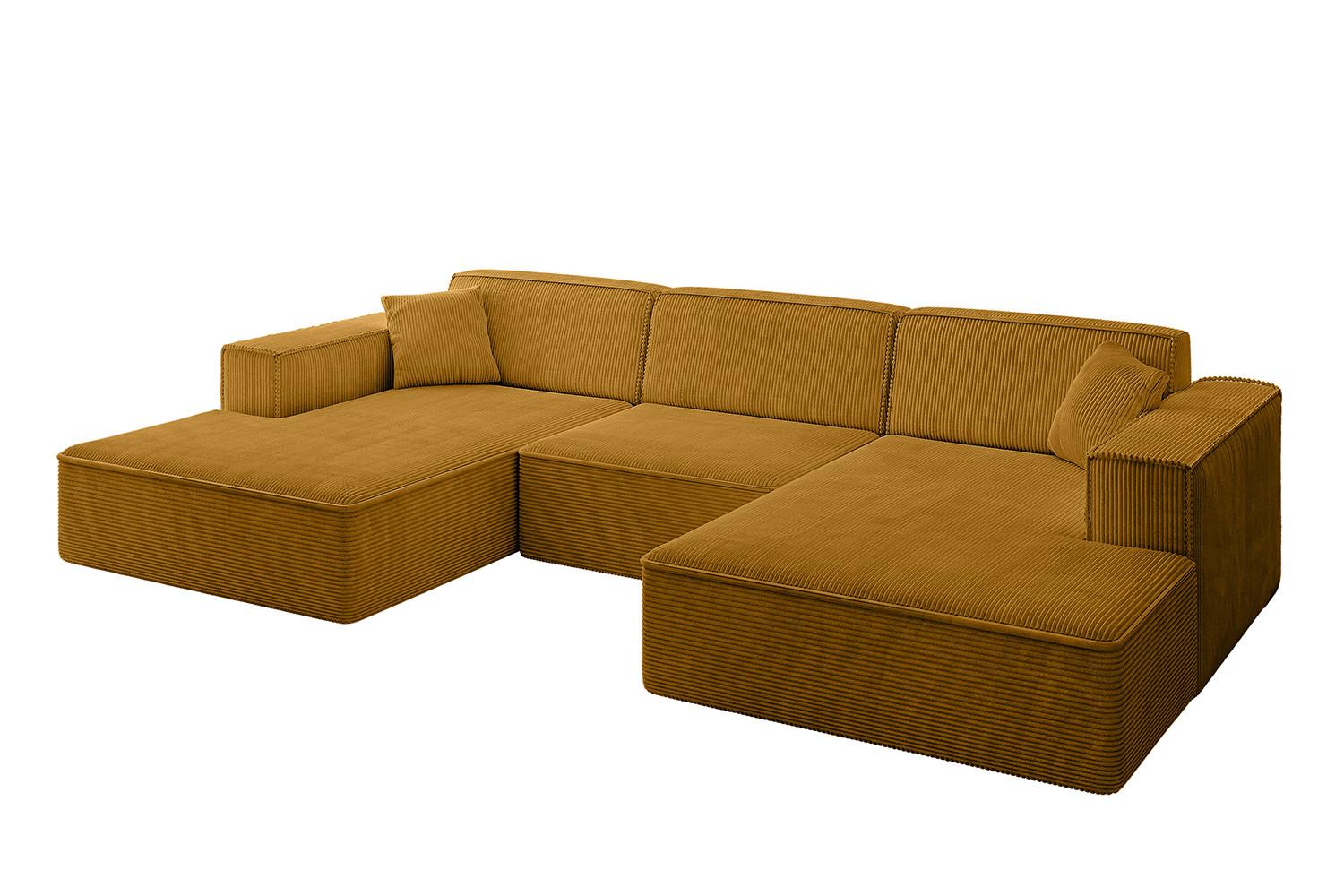 WOHNLANDSCHAFT IREA-U1-v4 - 301x165x77 cm Senfgelb - Grün, Holzwerkstoff/Textil (301/77/165cm) - ALTDECOR